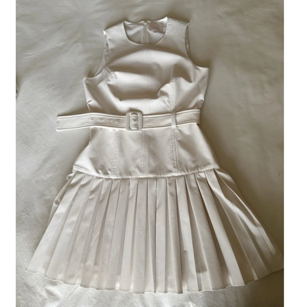 Cinq A Sept The Charolette Pleated Skirt Dress in Off White Size 4 - Picture 7 of 12